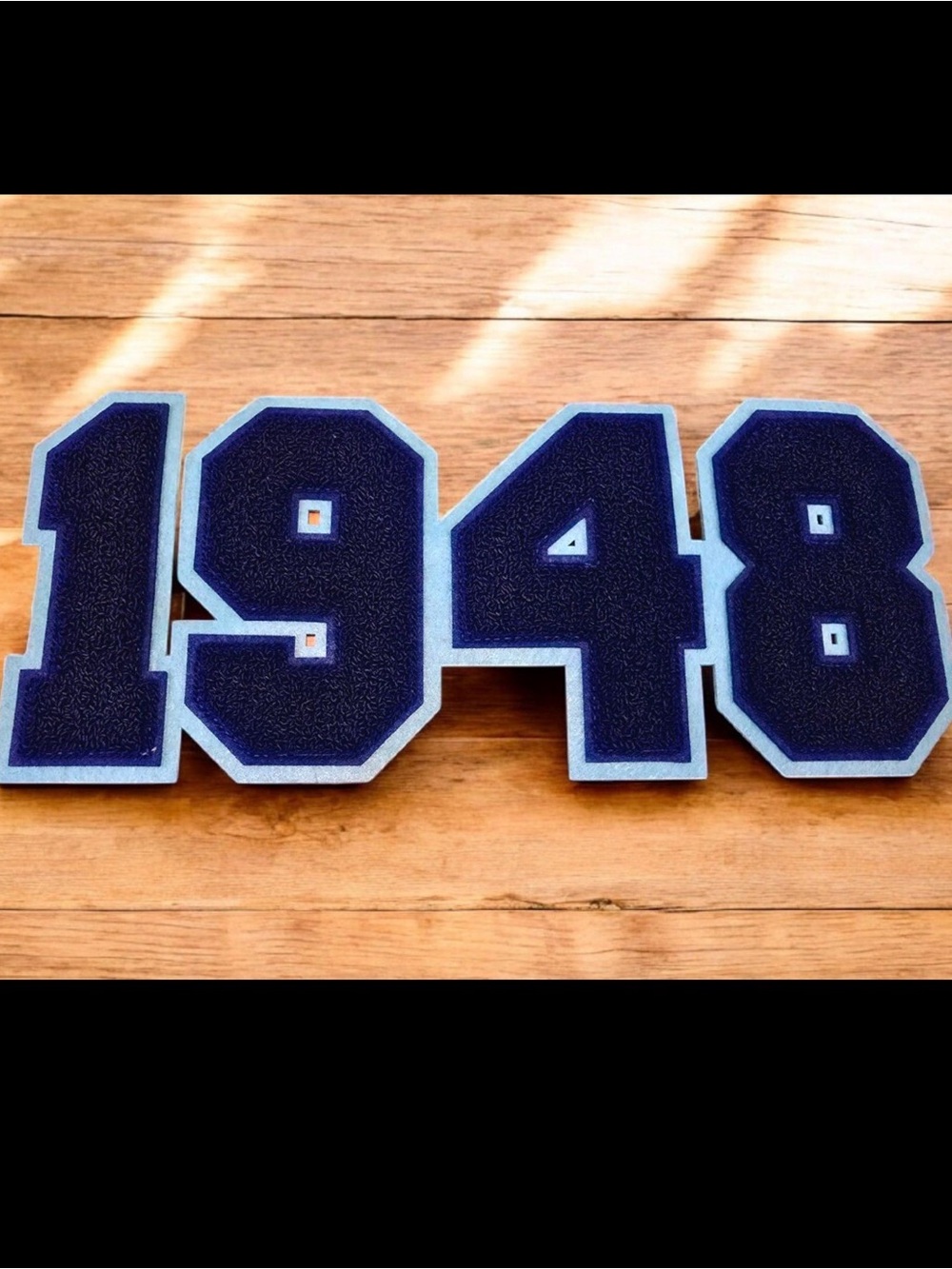Iron-On Embroidery Patch**  ZetaAmicae 
 1948 - Navy & Light Blue
